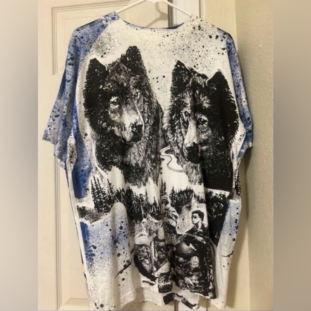 WOLF TEE VTG AOP L